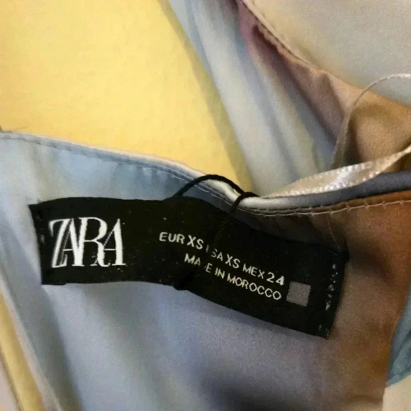 Zara Camisole Dress Women's Small Multi Tie Dye Pleated Slit Hem  size XS NWT - Picture 3 of 10